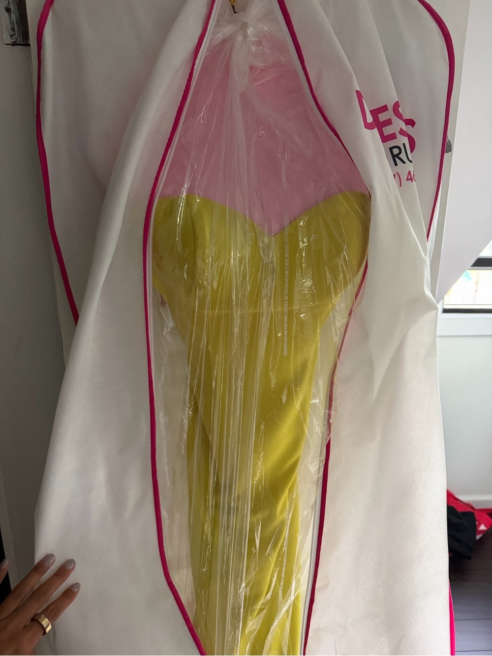 Strapless Yellow and Pink Wedding Dress - Elegant Mermaid Silhouette